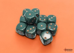 D6 16mm 12-Dice Block CHX25615 - Opaque Dusty Green/Copper